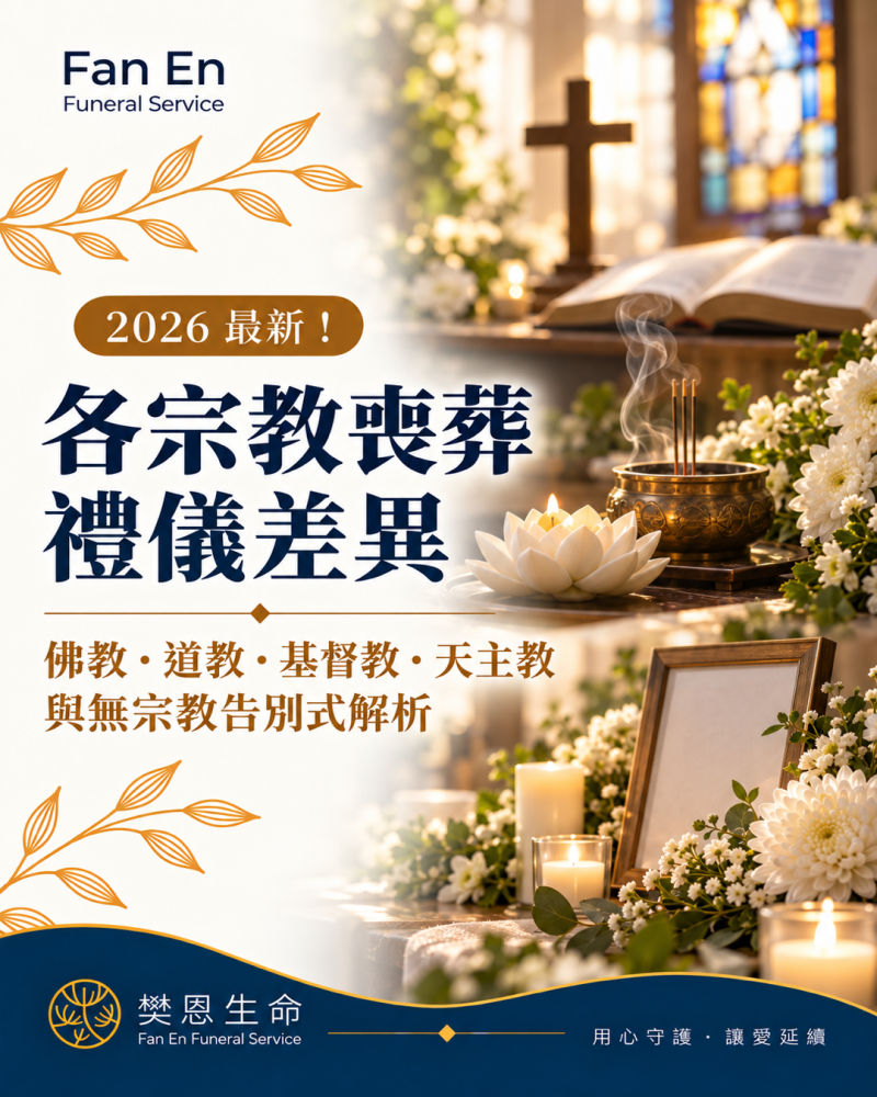 樊恩 SEO 2026最新!各宗教喪葬禮儀差異｜佛教、道教、基督教、天主教與無宗教告別式解析01